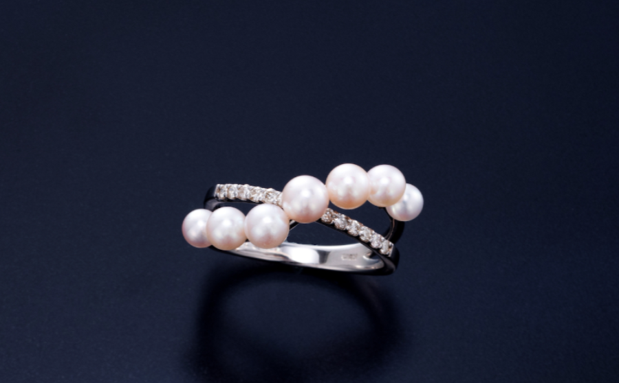 あこや真珠リング ダイヤモンド K18 ホワイトゴールド 保証書付き