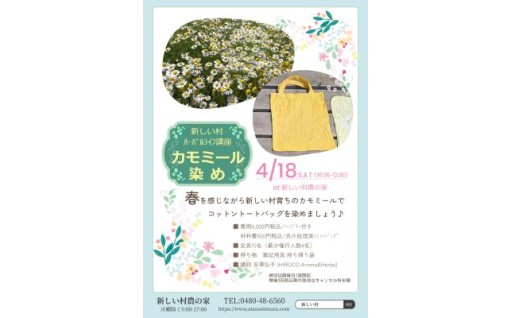 【埼玉県宮代町】寄付金を活用して「カモミール染め」講座が開催されます